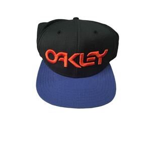 Oakley Orange Embroidered Letters Black Blue Snapback Hat Cap